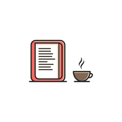 Book and coffee vector, flat icon cafe or reading