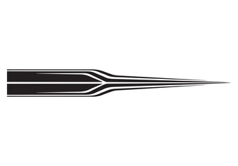 Close up of a fine point tattoo needle with black and white lines