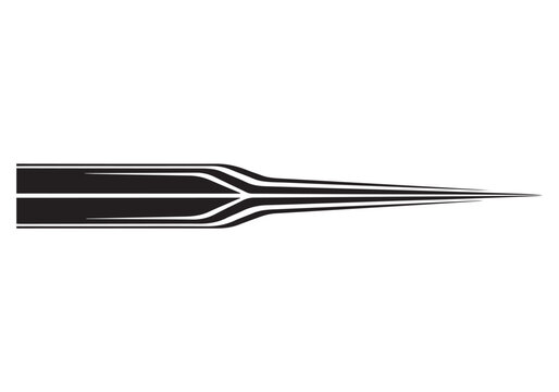 Close up of a fine point tattoo needle with black and white lines