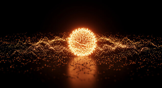 Glowing orb on dark background with smoky swirls