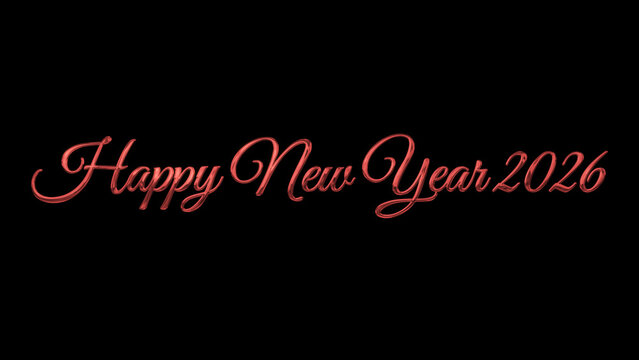 Happy new year 2026 image in red lettering against a black background. Perfect for new years eve party invitations or social media posts.
