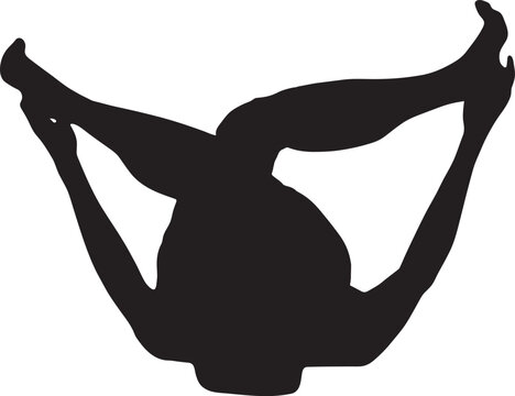 Flexible person doing stretching exercise yoga pose silhouette