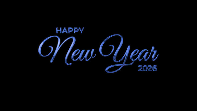 Vibrant image of 'Happy New Year 2026'. Blue text on black background.Great for holiday themed social media content, digital ads, and festive promotions.
Includes alpha channel.
