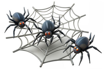 Three spooky spiders on a cobweb decoration
