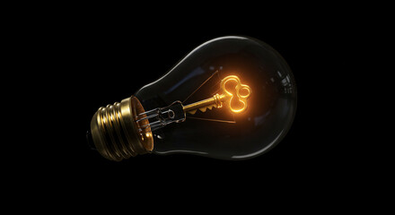 Glowing light bulb on dark background