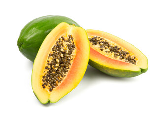 Fresh Green Papaya isolated on white background