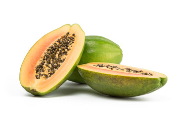 Fresh Green Papaya isolated on white background