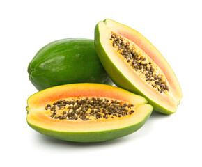 Fresh Green Papaya isolated on white background