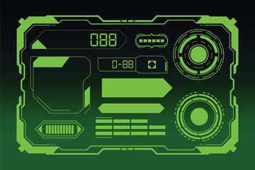 Futuristic neon green digital interface display with data readouts