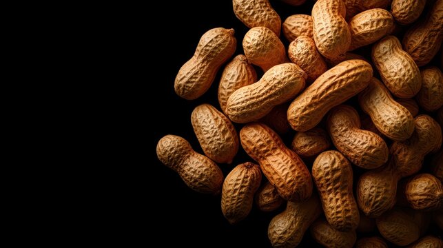 A visually appealing close-up of raw peanuts in their shells, showcasing their unique textures and colors, perfect for culinary or agricultural themes.