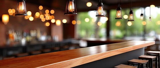 Experience cozy dining in a stylish restaurant bar with warm lighting and inviting ambiance showcasing a blurred interior view