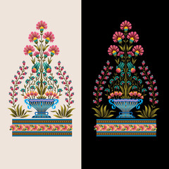  colorful abstract flower bunch black background 