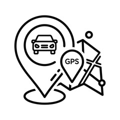 Car navigation icon with map and gps pin for location tracking