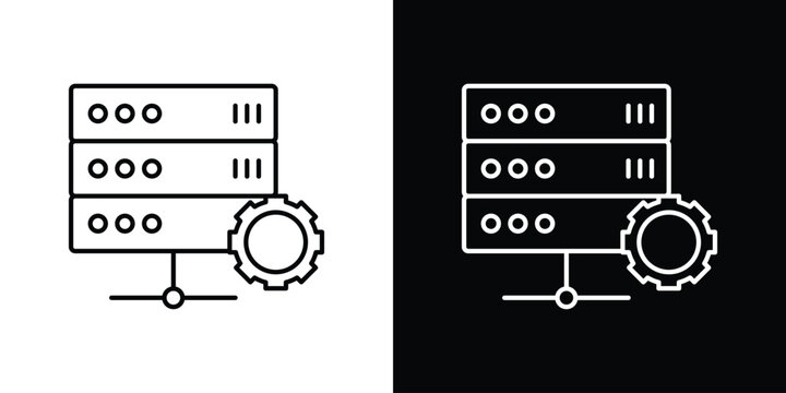 Dedicated server icons isolated outline vector icon with editable stroke