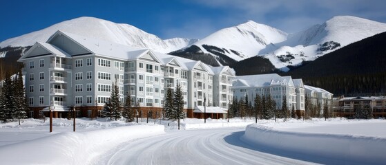 Fototapeta premium Luxury mountain living showcased in Colorado's stunning landscape with majestic peaks and contemporary architecture