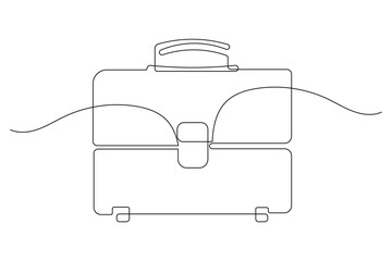 Briefcase continuous line outline representation in modern minimalist style