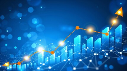 Abstract futuristic arrow chart depicting digital transformation and business growth in technology
