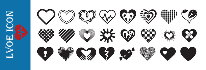 Fototapeta premium Set of unique heart shapes representing love, health, and diverse emotional connections collection