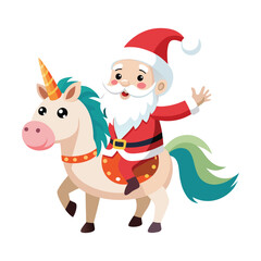 Fototapeta premium Santa Claus with reindeer cartoon illustration for Christmas holiday season