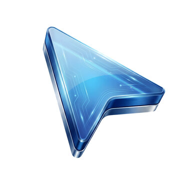 Futuristic blue 3d cursor icon with glowing circuit patterns