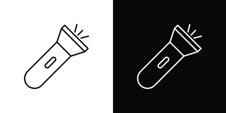 Flashlight icons isolated outline vector icon with editable stroke