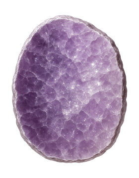 Polished lepidolite slice with a lilac tint and shimmering mica inclusions.