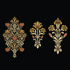  colorful abstract flower bunch black background 