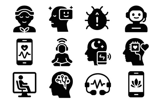 Processor tracker ai trauma smart tool sleep icon detector health mental vector