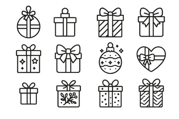 Miniature collection present vector gift frosted wrapped icon patterned package metallic