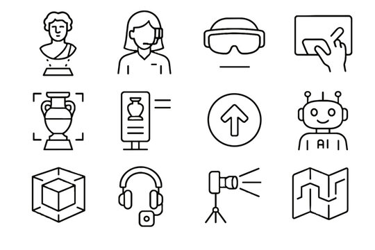 Icon ai ar interactive assistant navigation map guide scan vector panel museum