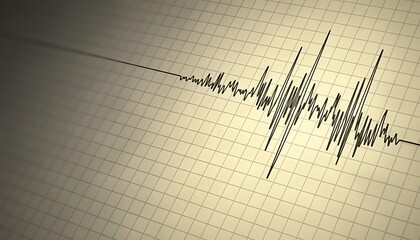 Seismic wave graph on grid paper with gradient background seismograph earthquake