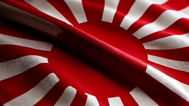 old japanese rising sun flag japan waving in the wind