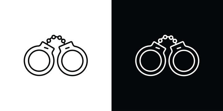 Handcuffs icons isolated outline vector icon with editable stroke
