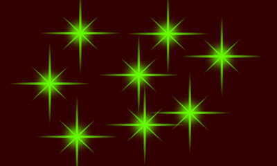 Glowing green star light effects create a bright abstract pattern