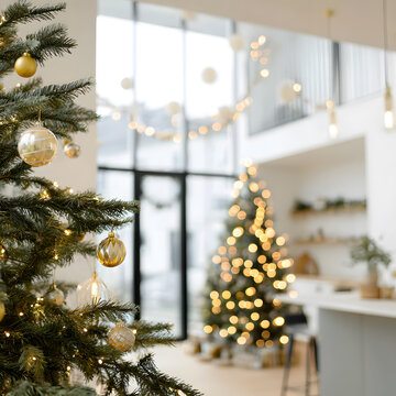 Abstract seasonal winter christmas decoration with snowflakes, tree, ball, flower, blink, background, presentation, star, concept, magazine, powerpoint, website, marketing,	