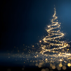 Graphic background for seasonal greeting in blue with trees	