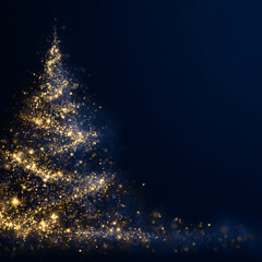 Graphic background for seasonal greeting in blue with trees	