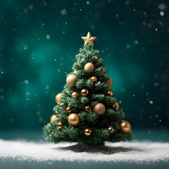 Graphic background for seasonal greeting in green with trees