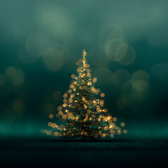 Graphic background for seasonal greeting in green with trees