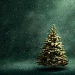 Graphic background for seasonal greeting in green with trees