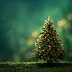 Graphic background for seasonal greeting in green with trees