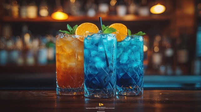Iced cocktails bar drinks menu background