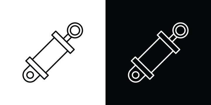 Hydraulic cylinder icons isolated outline vector icon with editable stroke
