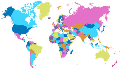 Fototapeta premium World map. Color modern vector map. Silhouette map