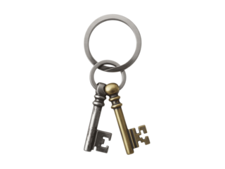 Vintage keys on a keyring representing access, solution, success