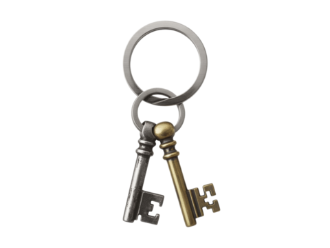 Vintage keys on a keyring representing access, solution, success