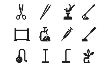 Fototapeta premium Icon spatula element aquascape tools flattener holder vector icons frame planting layout