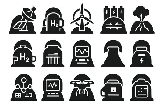 Cooling icon drone bank vector station energy turbine icons wind tower dome