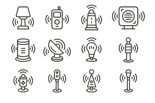 Navigation vector beacon echo icons lamp icon smart light voice tower signal