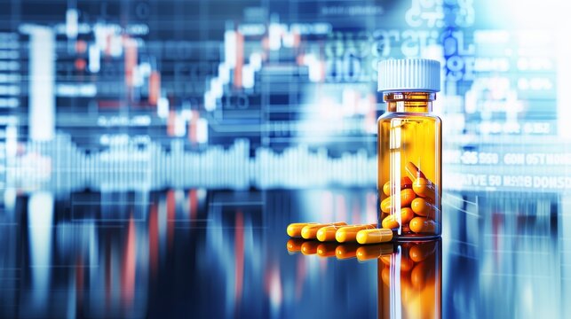 Pharmaceutical Industry Progress Featuring Capsules, Prescription Medicine, and Data Analysis Tools